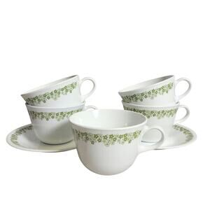 Corelle by Corning Crazy Daisy Spring Blossom Coffee Tea Cups and Saucers 7 Pc.